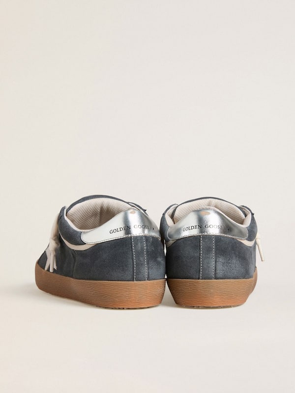 Golden Goose - Men's Super-Star in gray suede with white leather star and silver leather heel tab in 