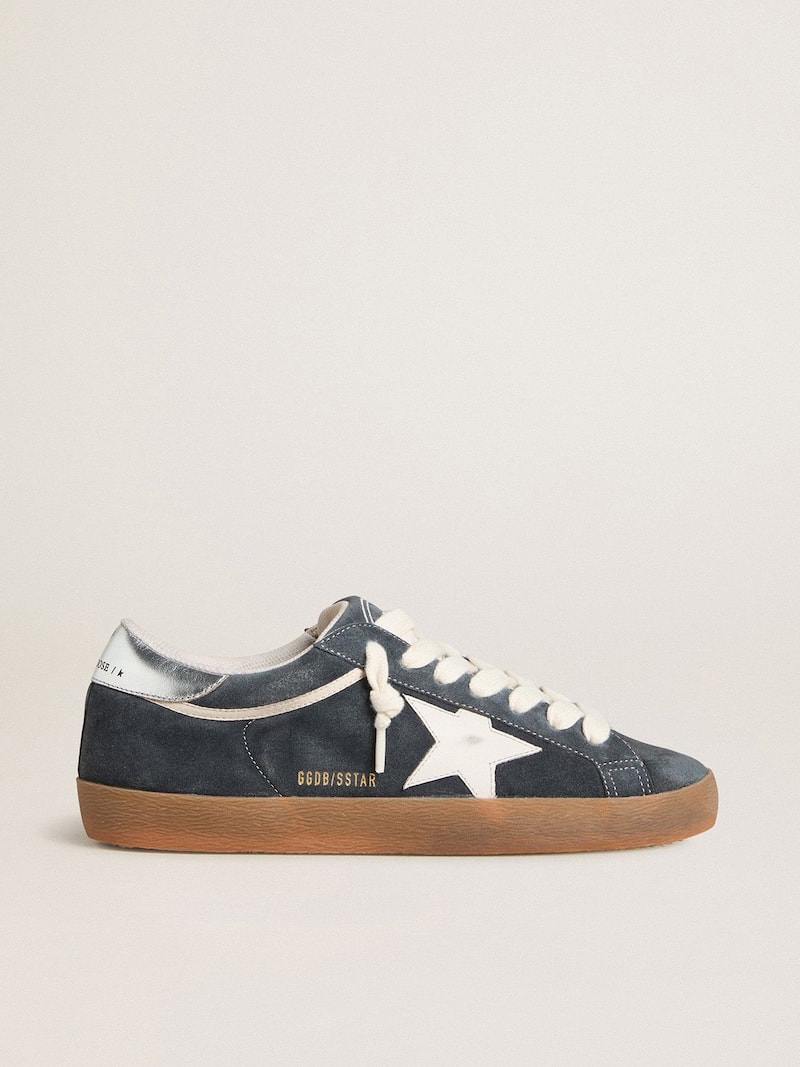 Men's Super-Star in gray suede with white leather star and silver leather heel tab