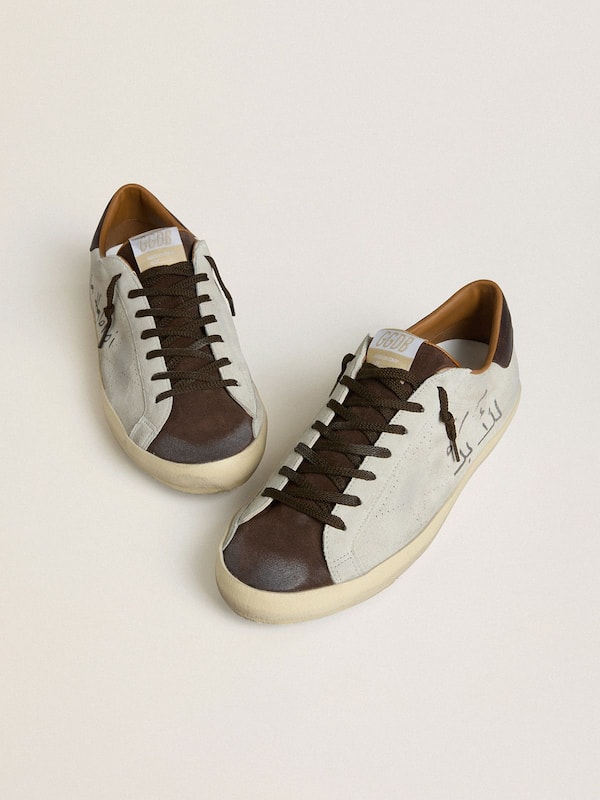 Men's Super-Star LTD in gray suede with perforated star and ebony suede tongue