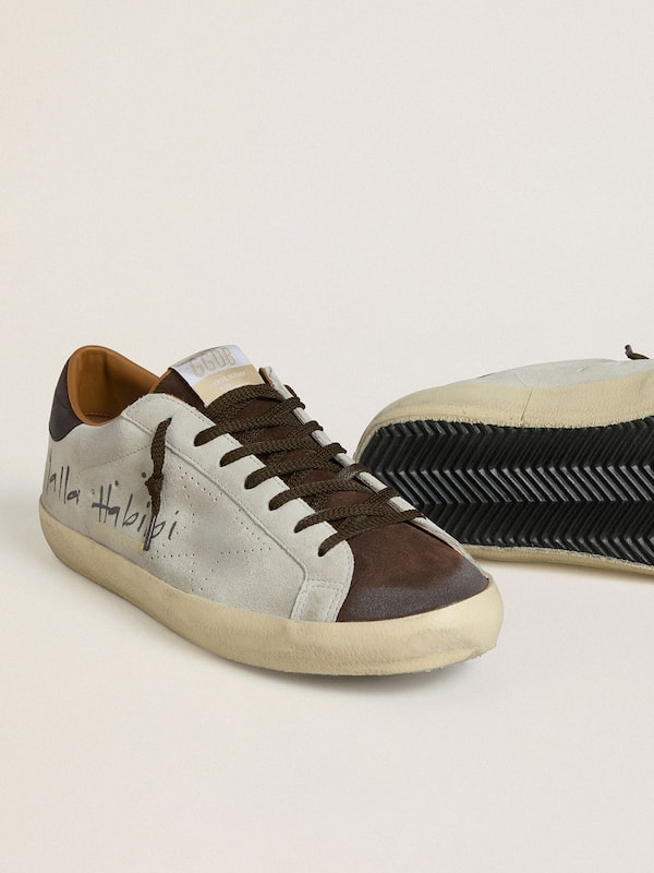 Men's Super-Star LTD in gray suede with perforated star and ebony suede tongue