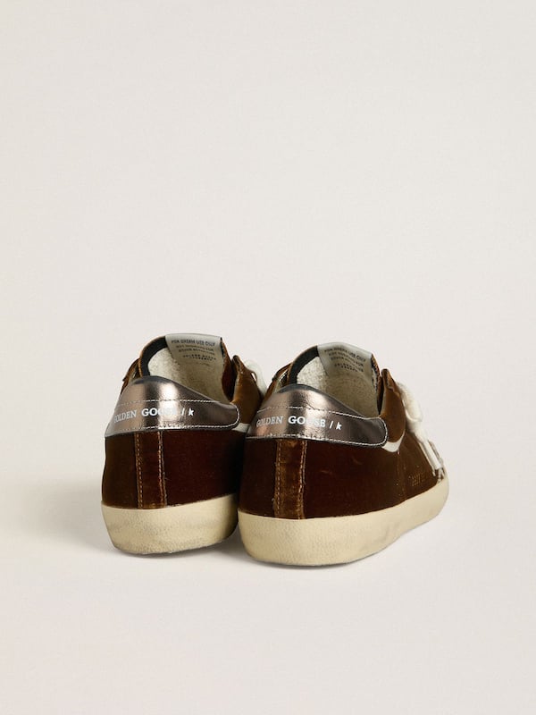 Golden Goose - Super-Star Uomo in velluto cognac con stella e talloncino in pelle laminata in 