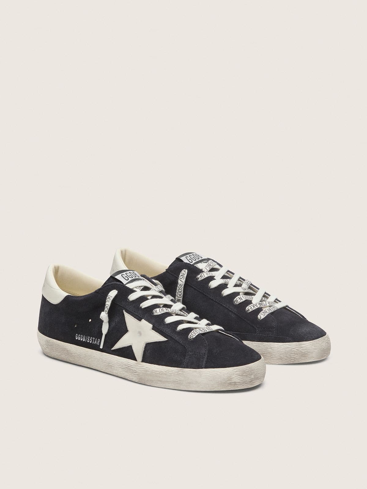 Golden Goose - Super-Star de hombre de ante azul oscuro con estrella blanca in 