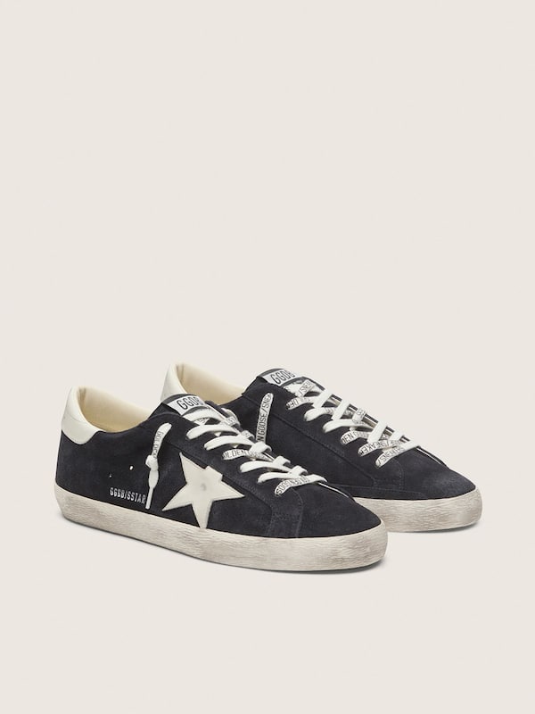 Men&rsquo;s Super-Star in dark blue suede with white star