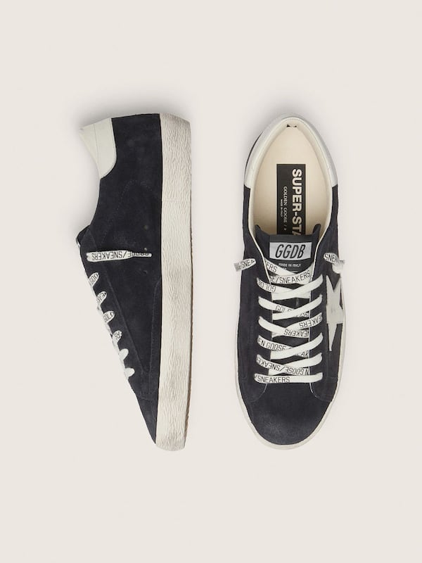 Men&rsquo;s Super-Star in dark blue suede with white star