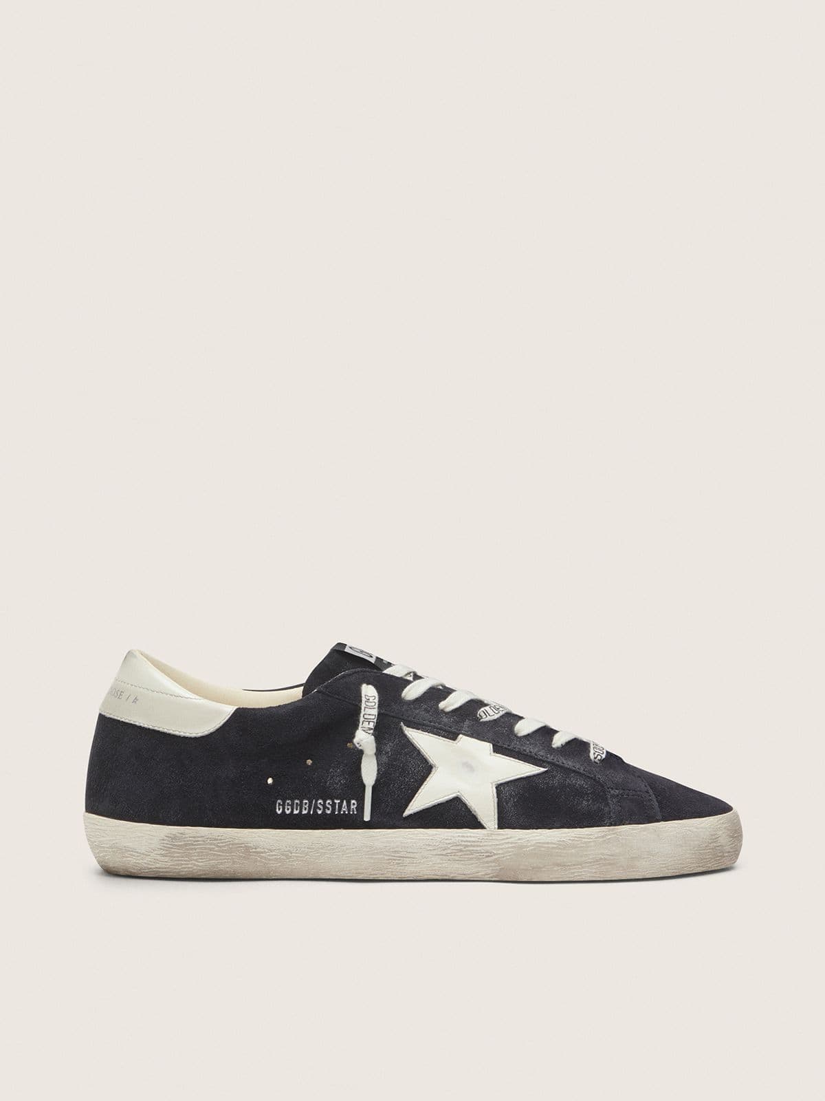 Golden Goose - Super-Star de hombre de ante azul oscuro con estrella blanca in 