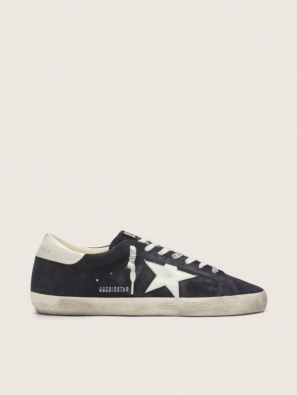 Super-Star homme en cuir velours bleu foncé avec étoile blanche — Golden Goose