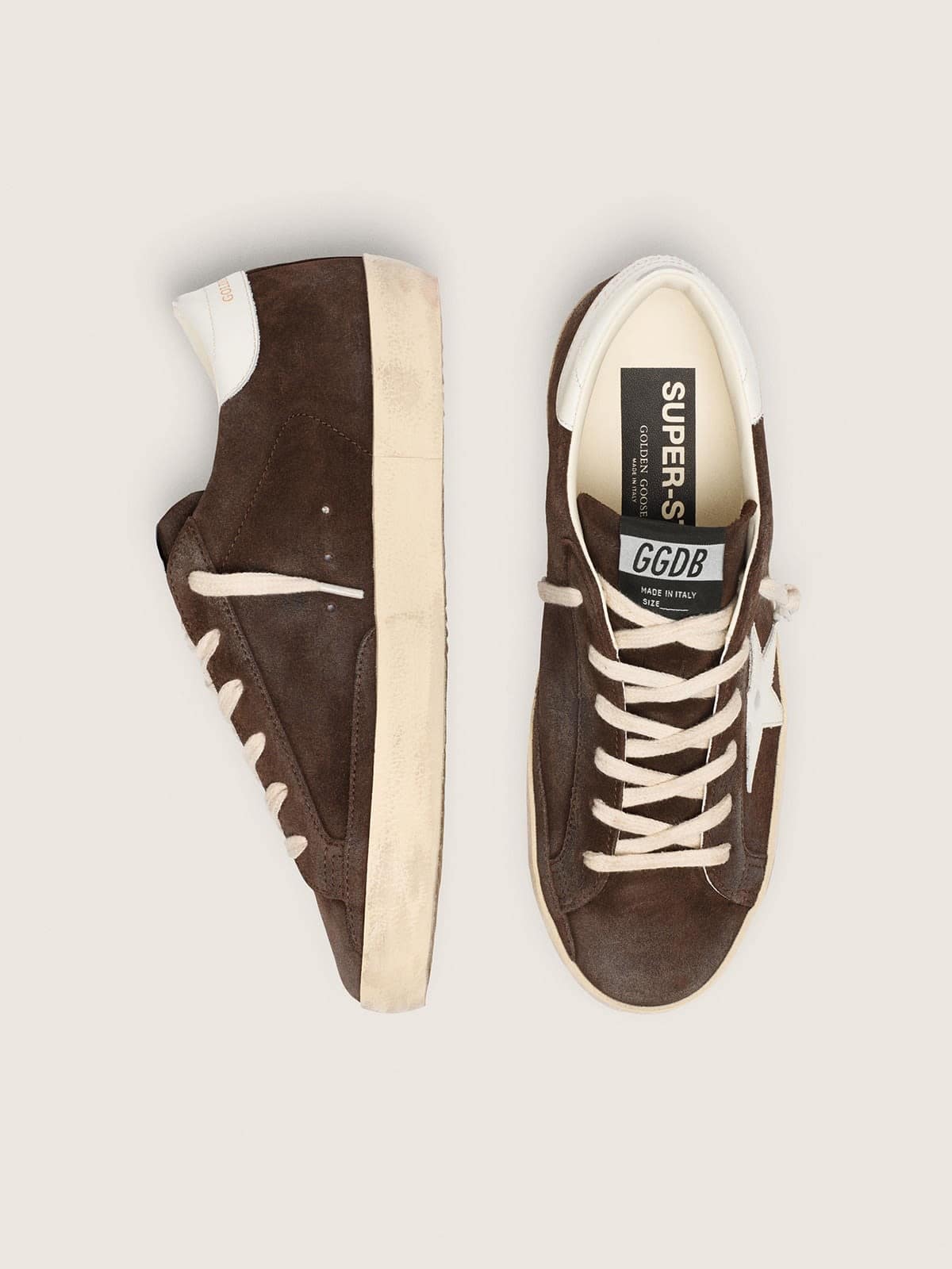 Golden Goose - Men&rsquo;s Super-Star in brown suede with white star in 