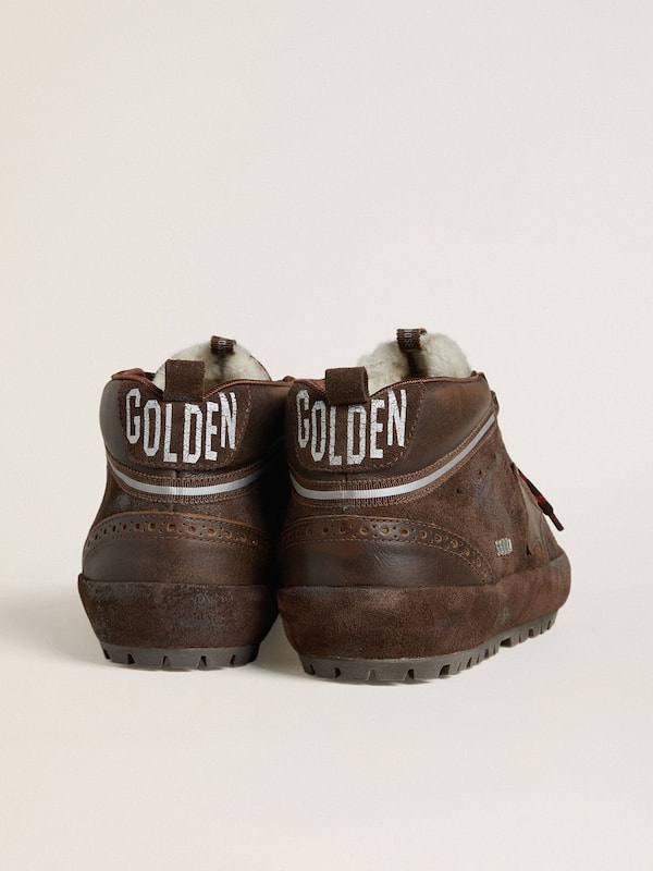 Golden Goose - Men's Mid Star Ski in brown suede with leather star and suede heel tab in 