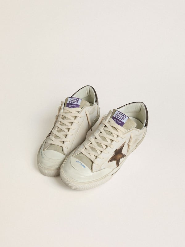 Golden Goose - Men's Super-Star LTD in suede with brown leather star and metallic leather heel tab in 
