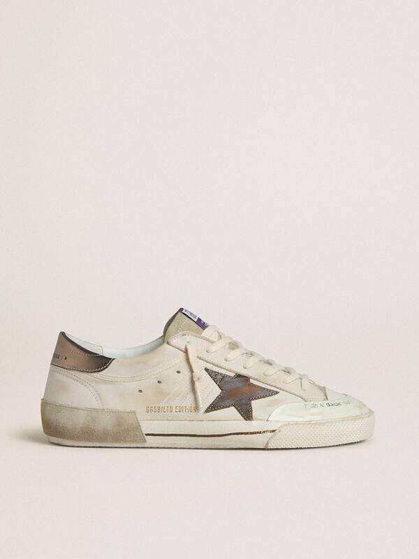 Golden Goose - Men's Super-Star LTD in suede with brown leather star and metallic leather heel tab in 