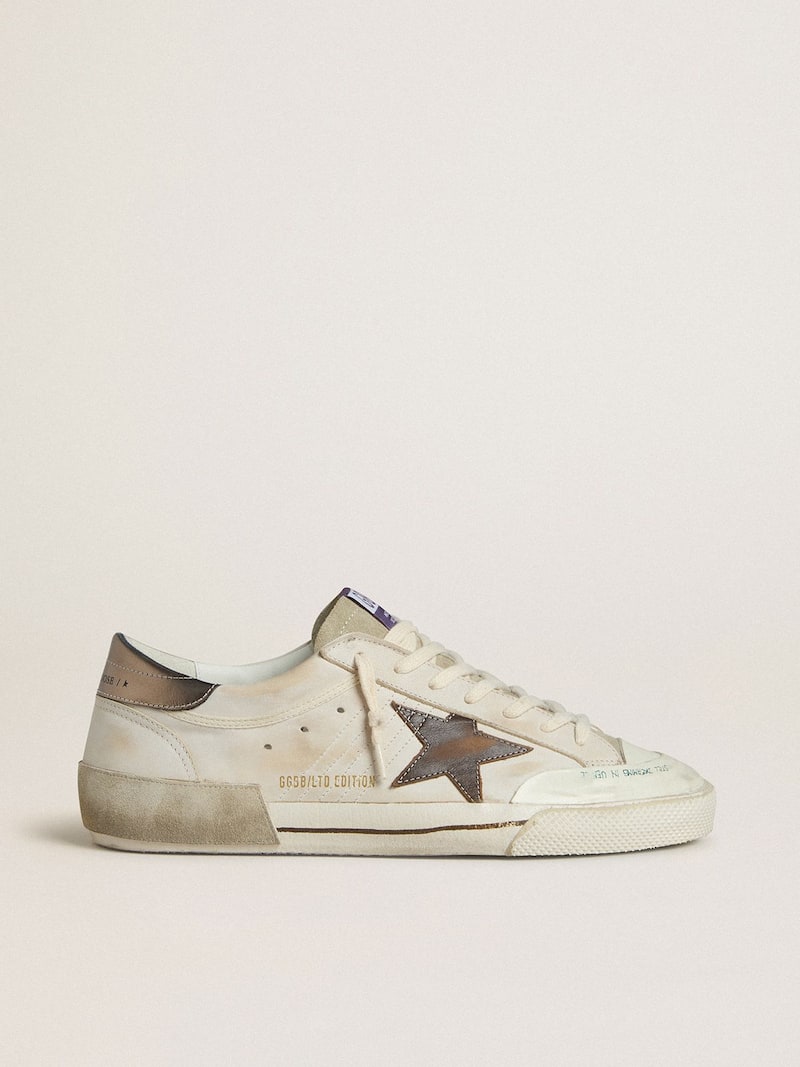 Super-Star LTD de Hombre de ante con estrella de piel marrón y refuerzo del talón de piel laminada