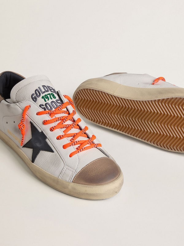 Men's Super-Star LTD in leather with black leather star and beige leather heel tab