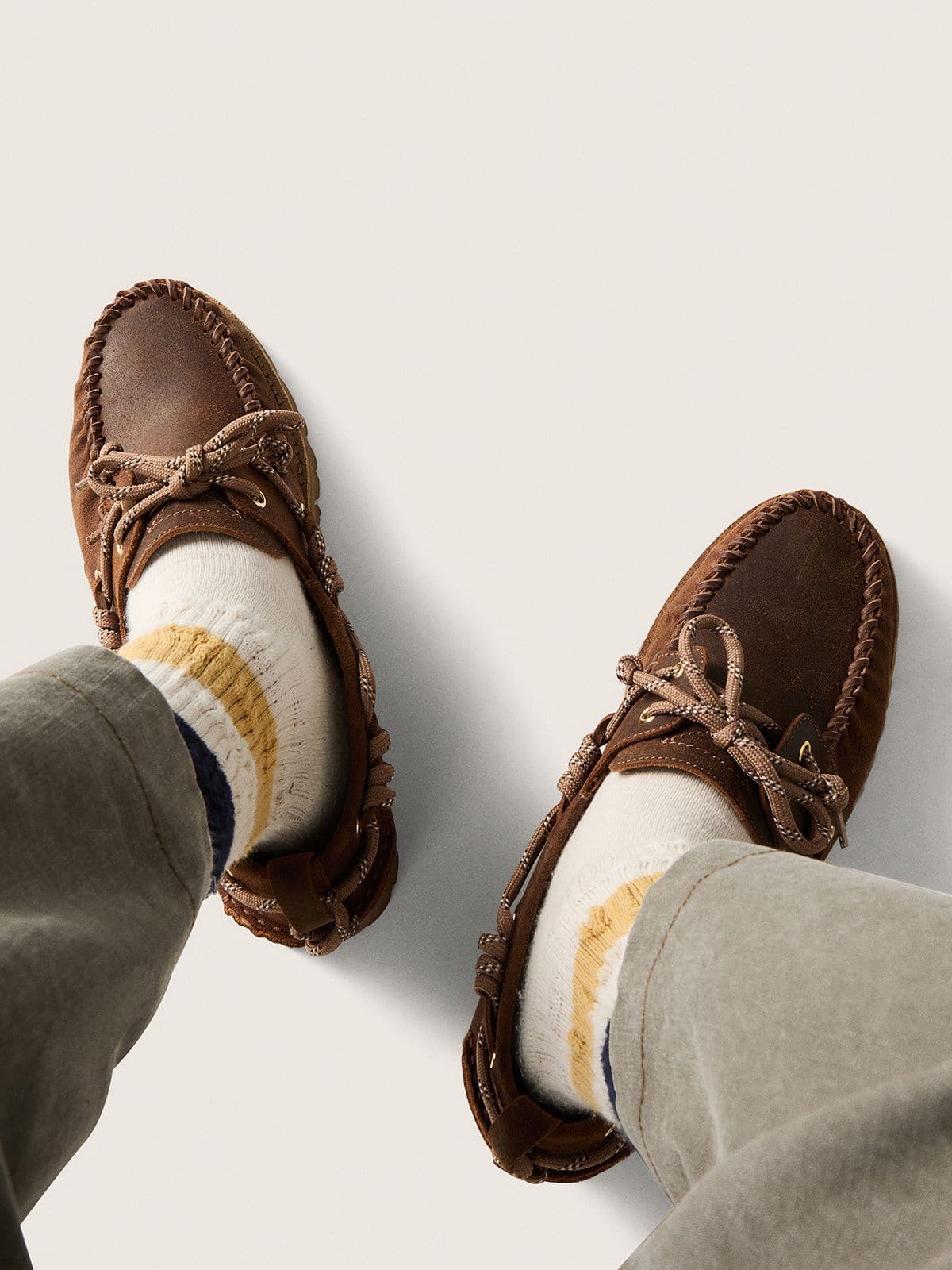 Golden Goose - Men's Cruise loafers in brown waxed suede with dove gray hiking laces in 