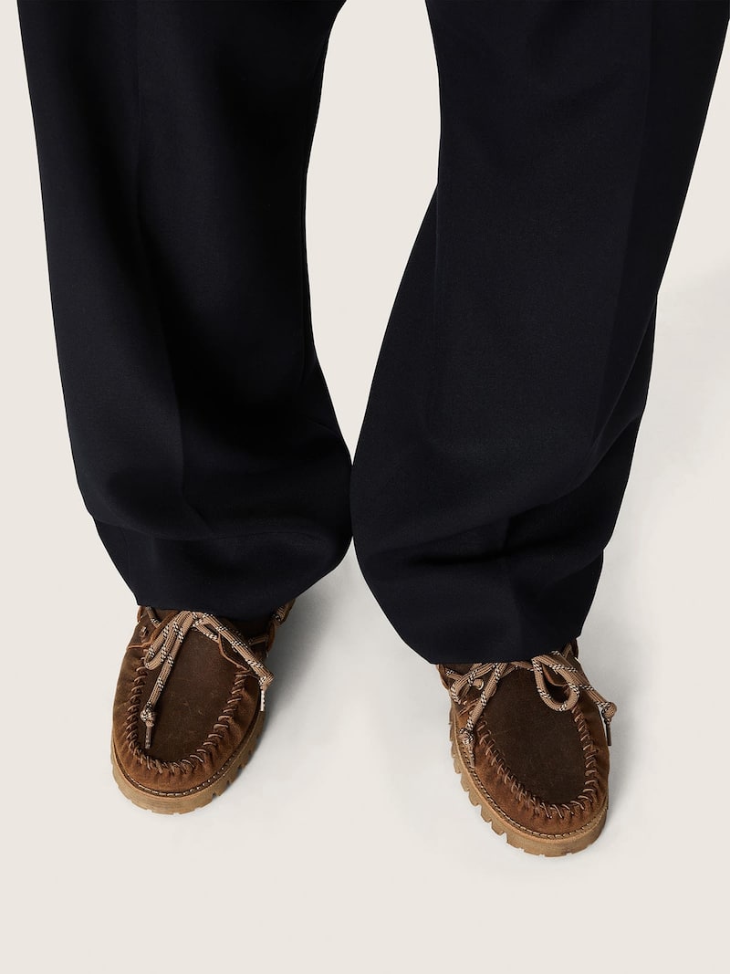 Golden Goose - Men's Cruise loafers in brown waxed suede with dove gray hiking laces in 