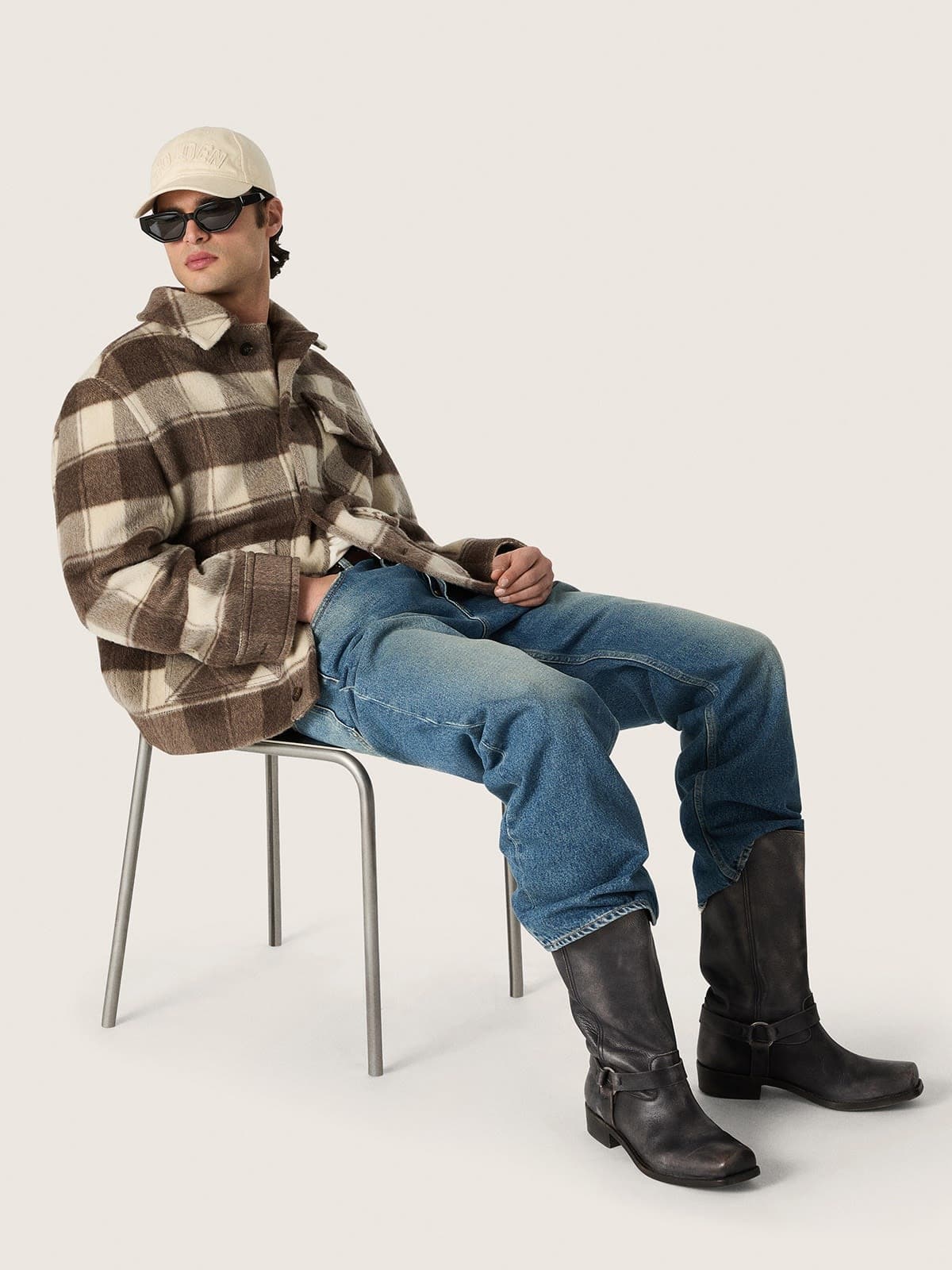 Golden Goose - Men's high Biker boots in black leather with strap and silver-colored buckle in 