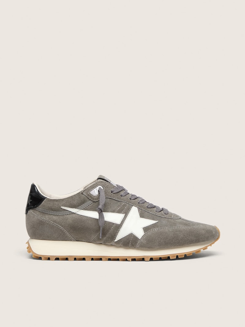 Golden Goose - Marathon uomo in suede grigio con stella bianca in 