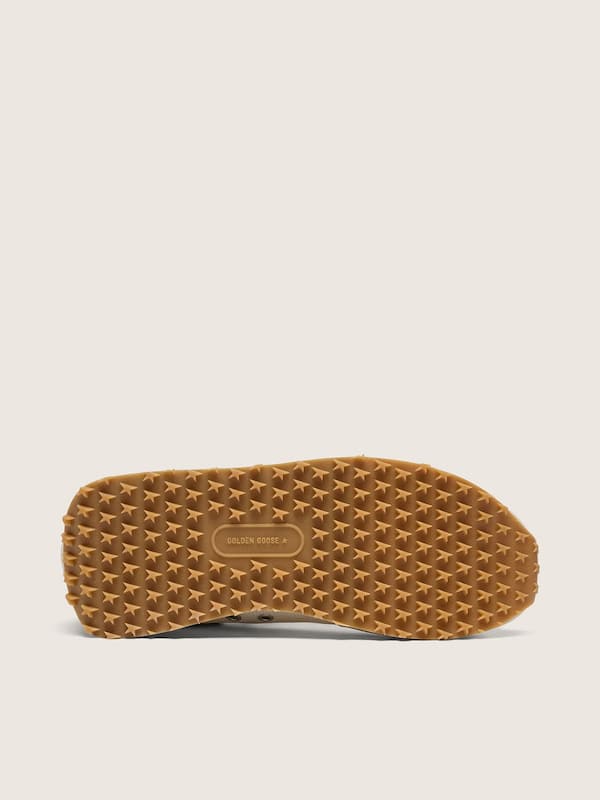 Golden Goose Men&rsquo;s Marathon in light gray suede and mesh with green star Marathon grey man