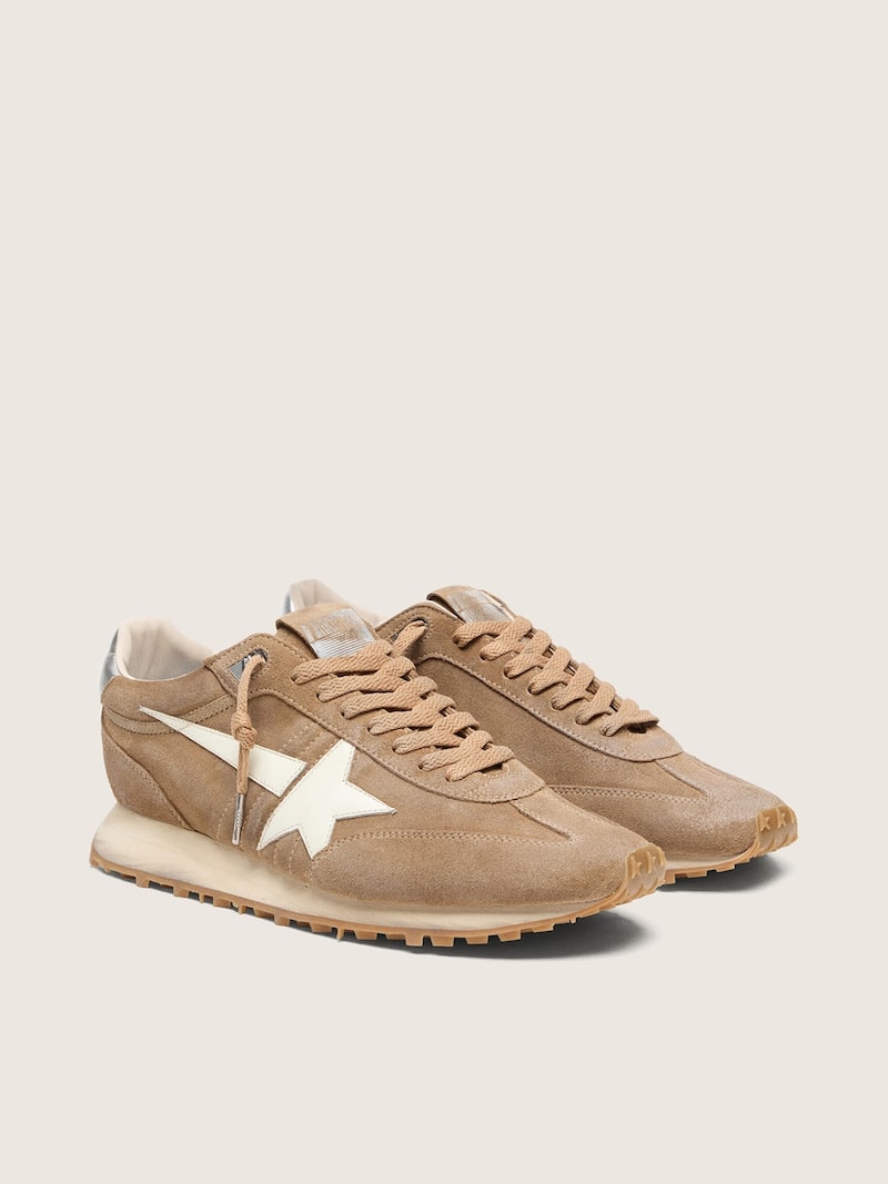 Golden Goose - Marathon de hombre de ante tabaco con estrella blanca in 