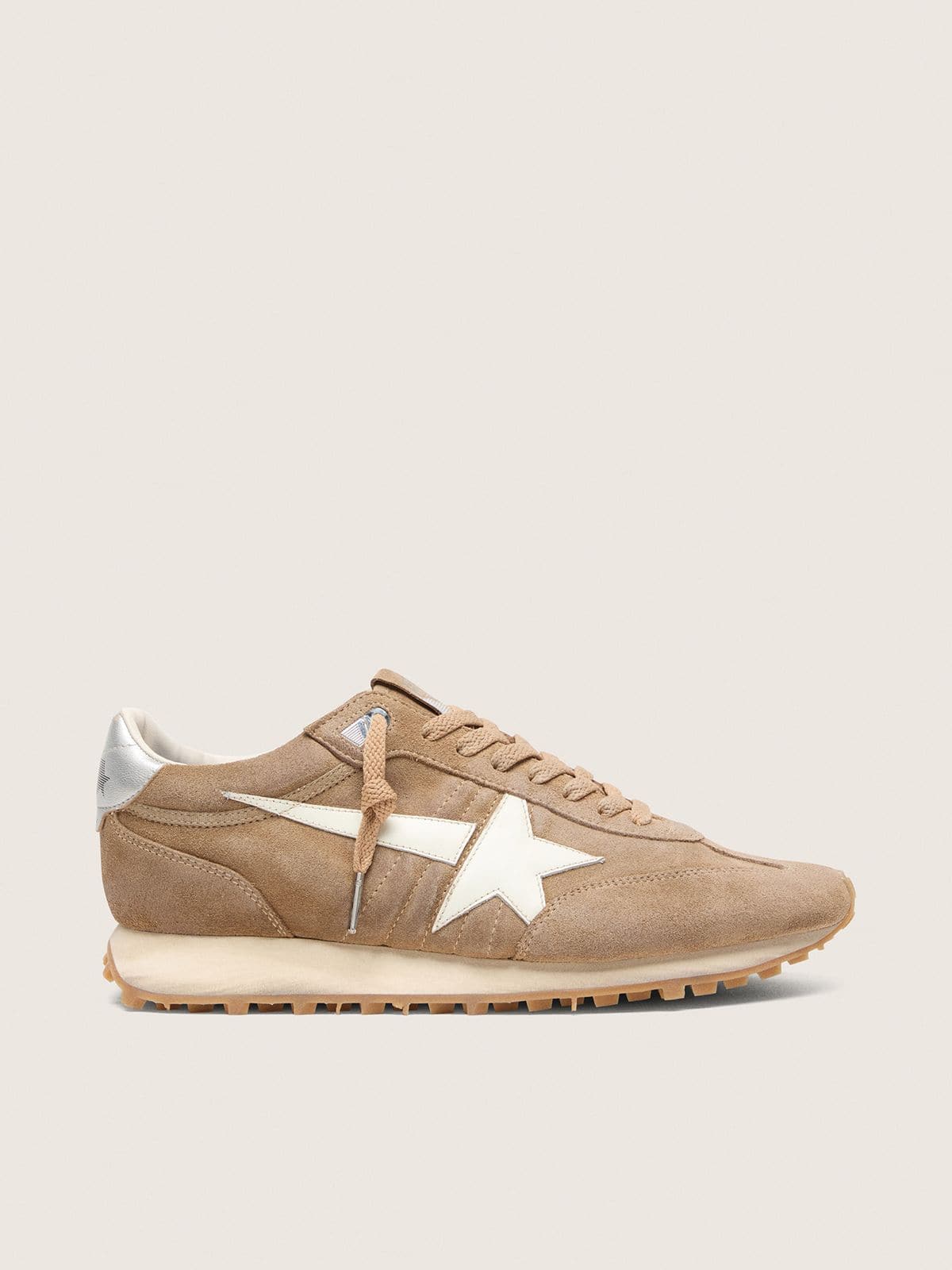 Golden Goose - Marathon uomo in suede tabacco con stella bianca in 
