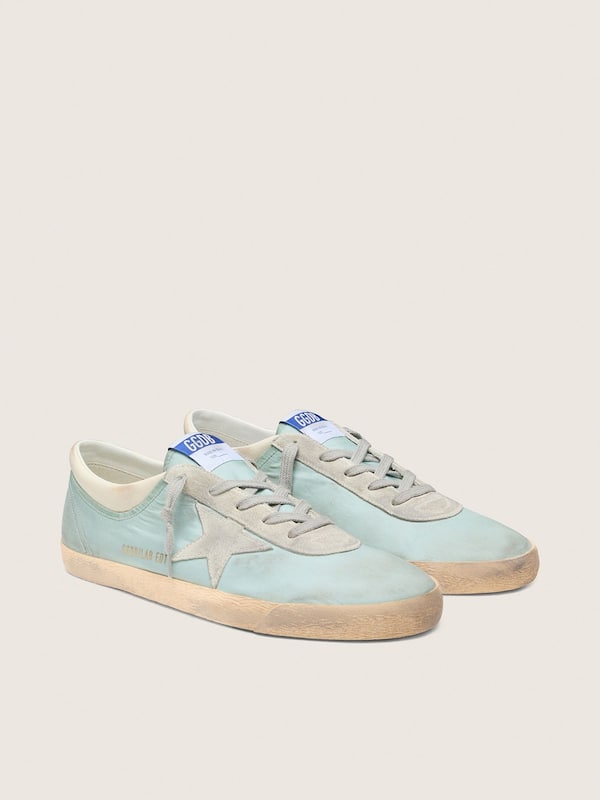 Golden Goose - Men&rsquo;s Super-Star in light green nylon with light gray suede star in 