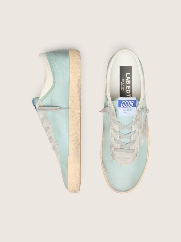Golden Goose - Men&rsquo;s Super-Star in light green nylon with light gray suede star in 