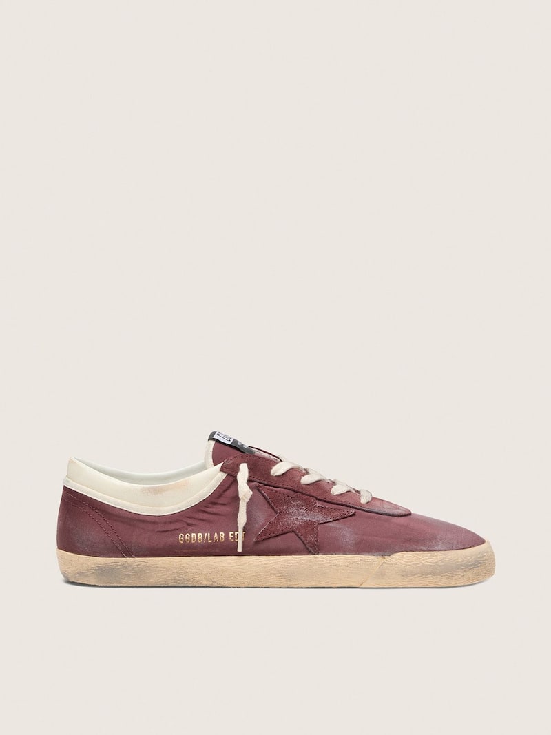 Golden Goose - Super-Star LAB uomo in nylon bordeaux con stella ton sur ton in 