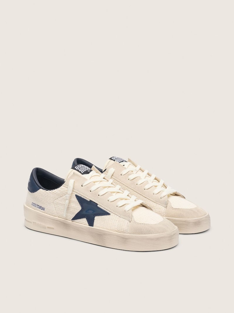 Golden Goose - Stardan homme en cuir velours beige avec &eacute;toile bleue in 