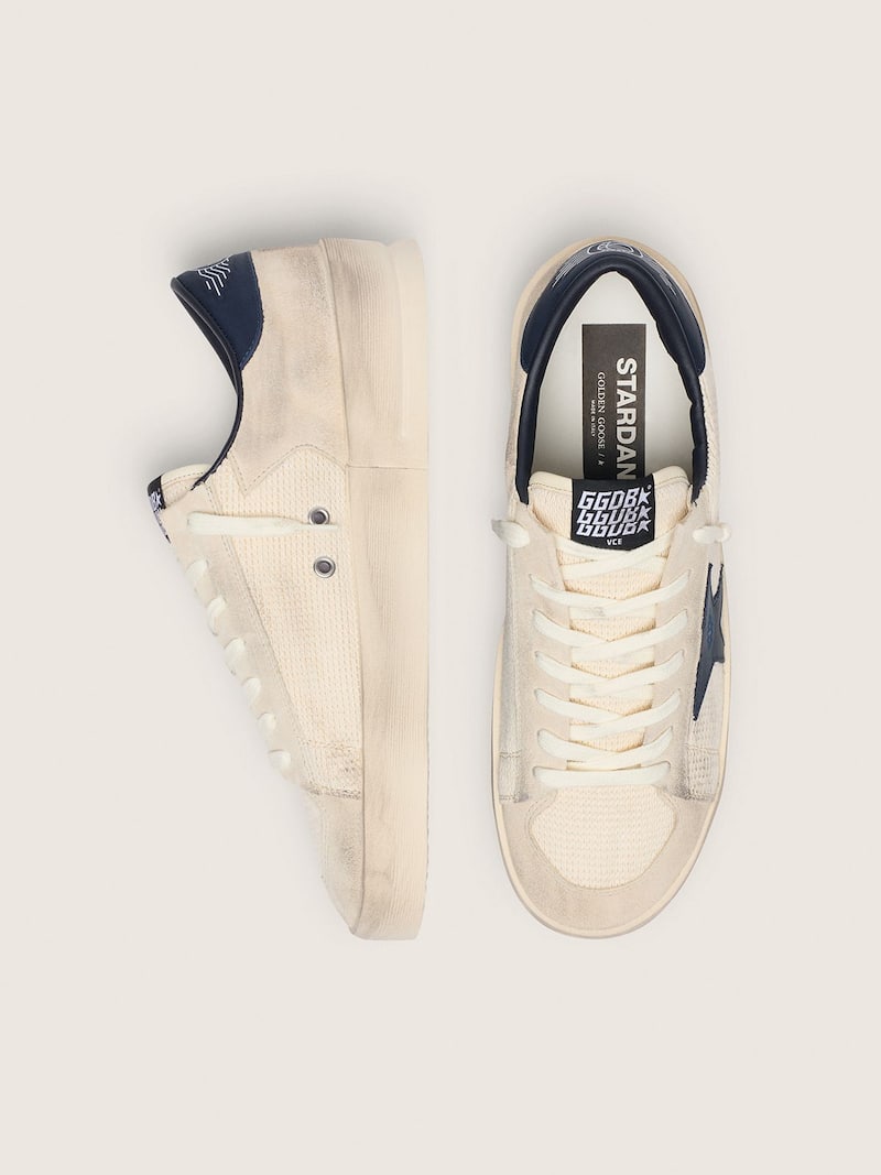 Golden Goose - Stardan homme en cuir velours beige avec &eacute;toile bleue in 