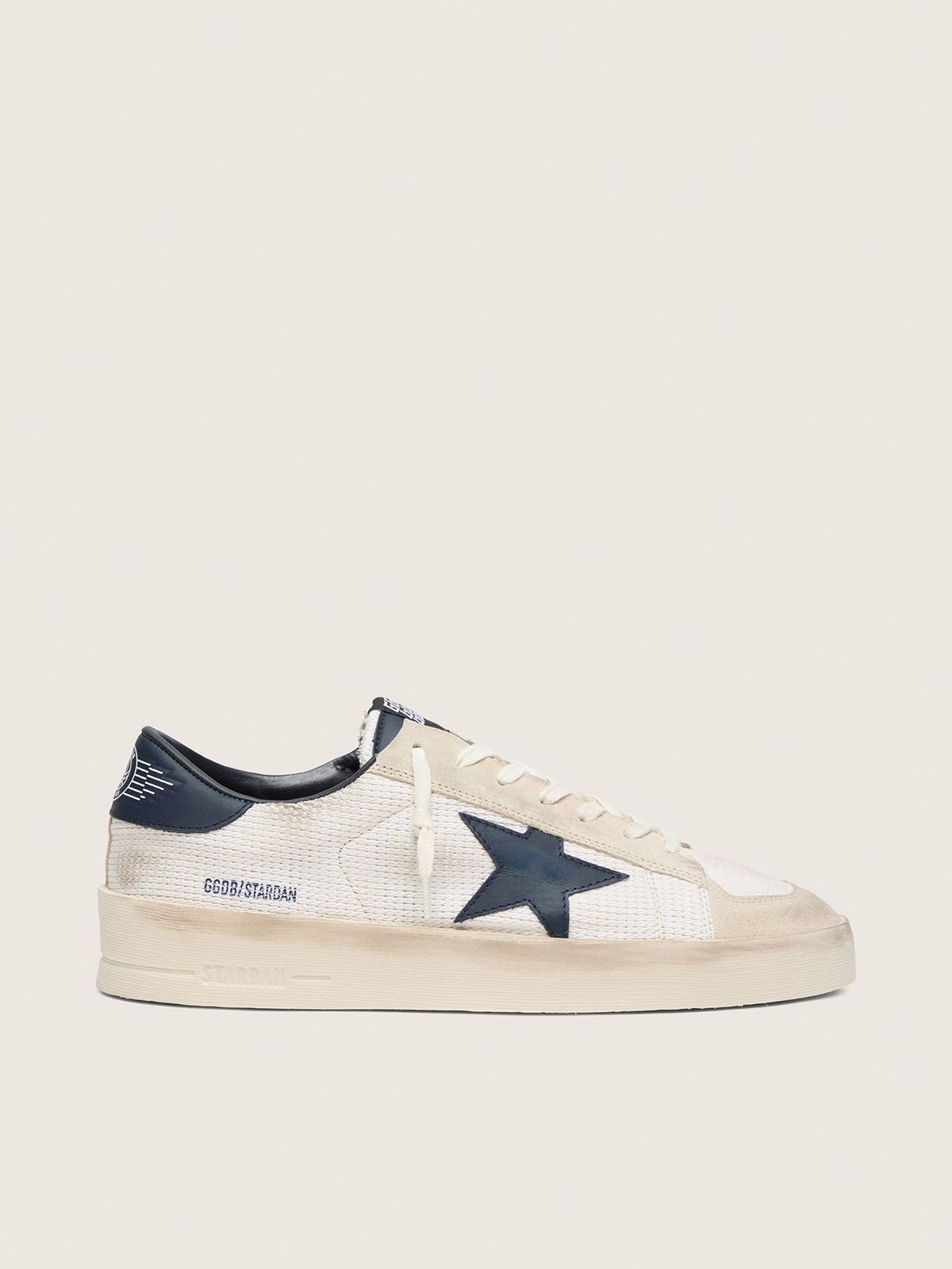 Stardan homme en cuir velours beige avec étoile bleue — Golden Goose