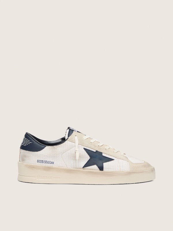 Golden Goose - Stardan uomo in suede beige con stella blu in 
