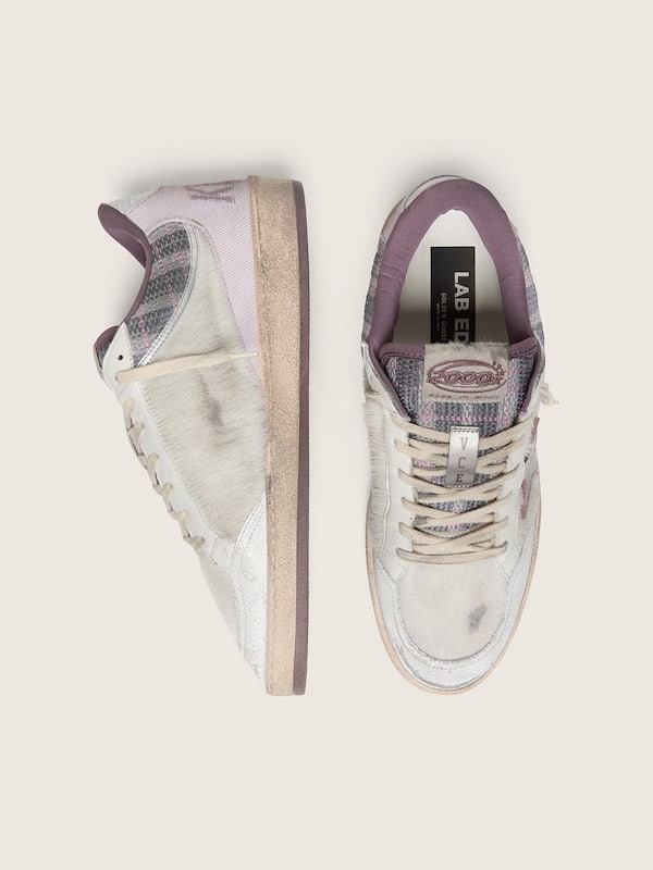 Men&rsquo;s Ball Star LAB in white nylon and pony skin with silver star and lilac inserts