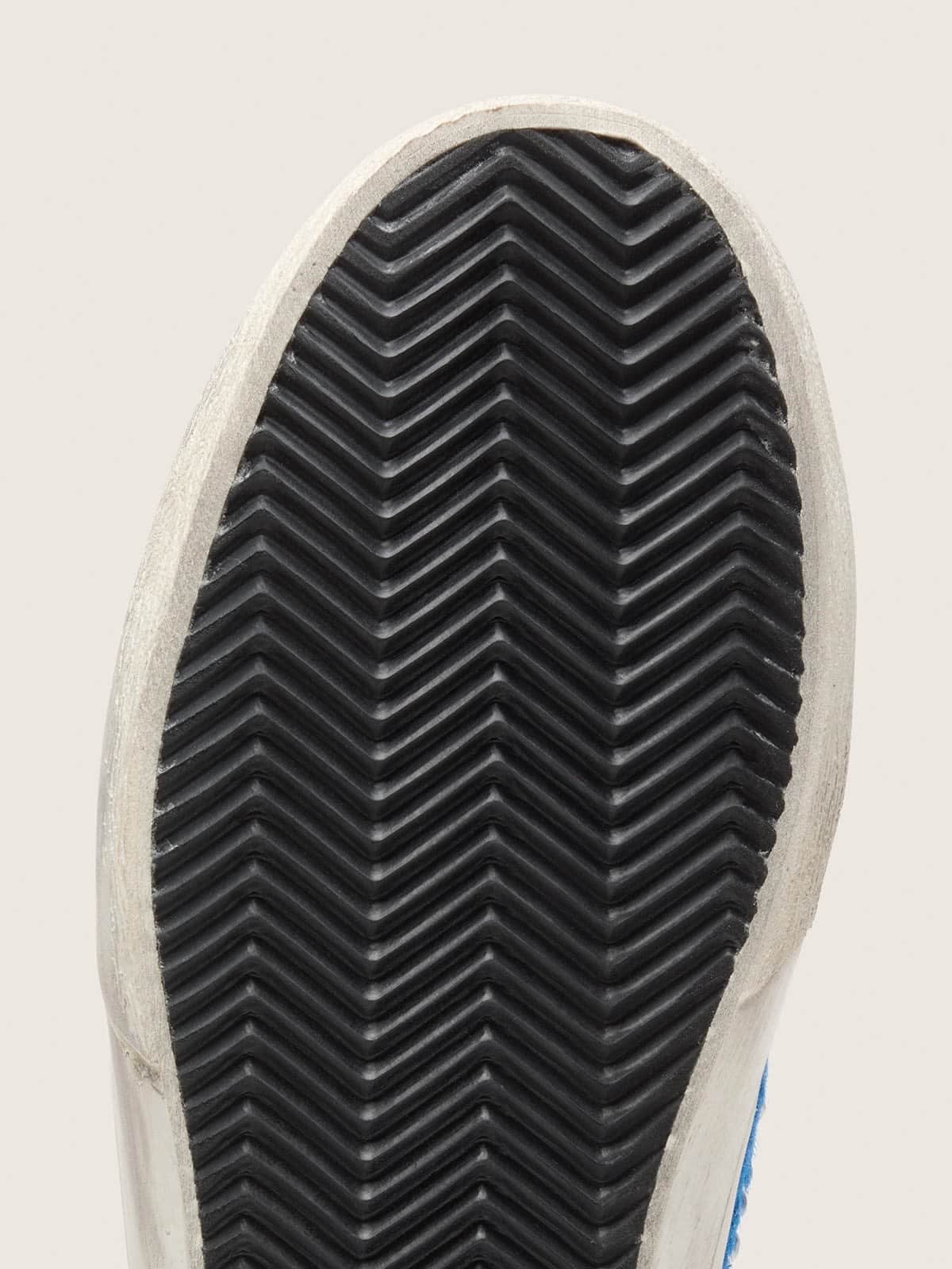 Golden Goose - Super-Star masculino LAB de couro cavalinho azul com estrela de suede e tachas in 