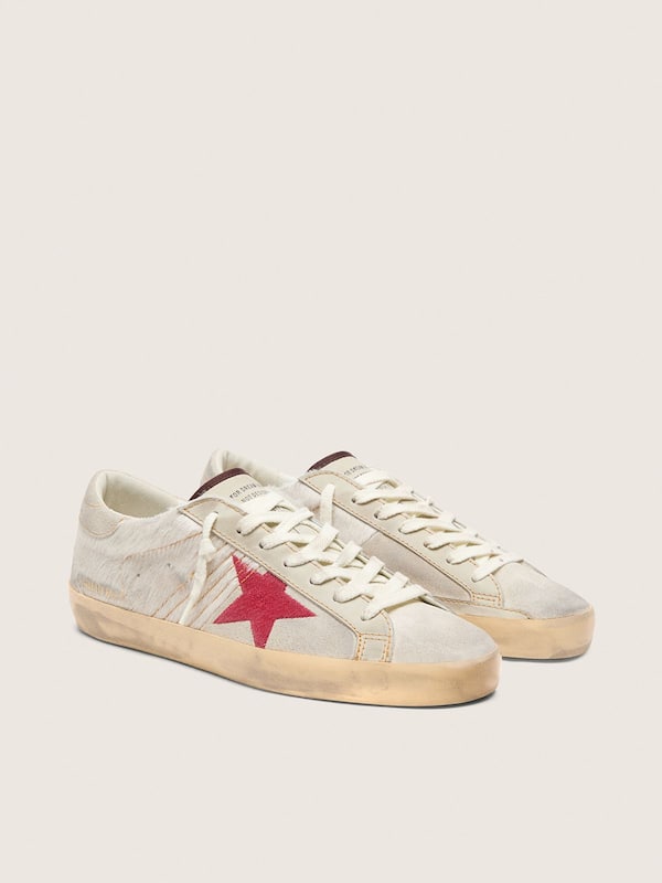 Super-Star LTD Herren aus wei&szlig;em Cavallino-Leder mit rotem Raulederstern
