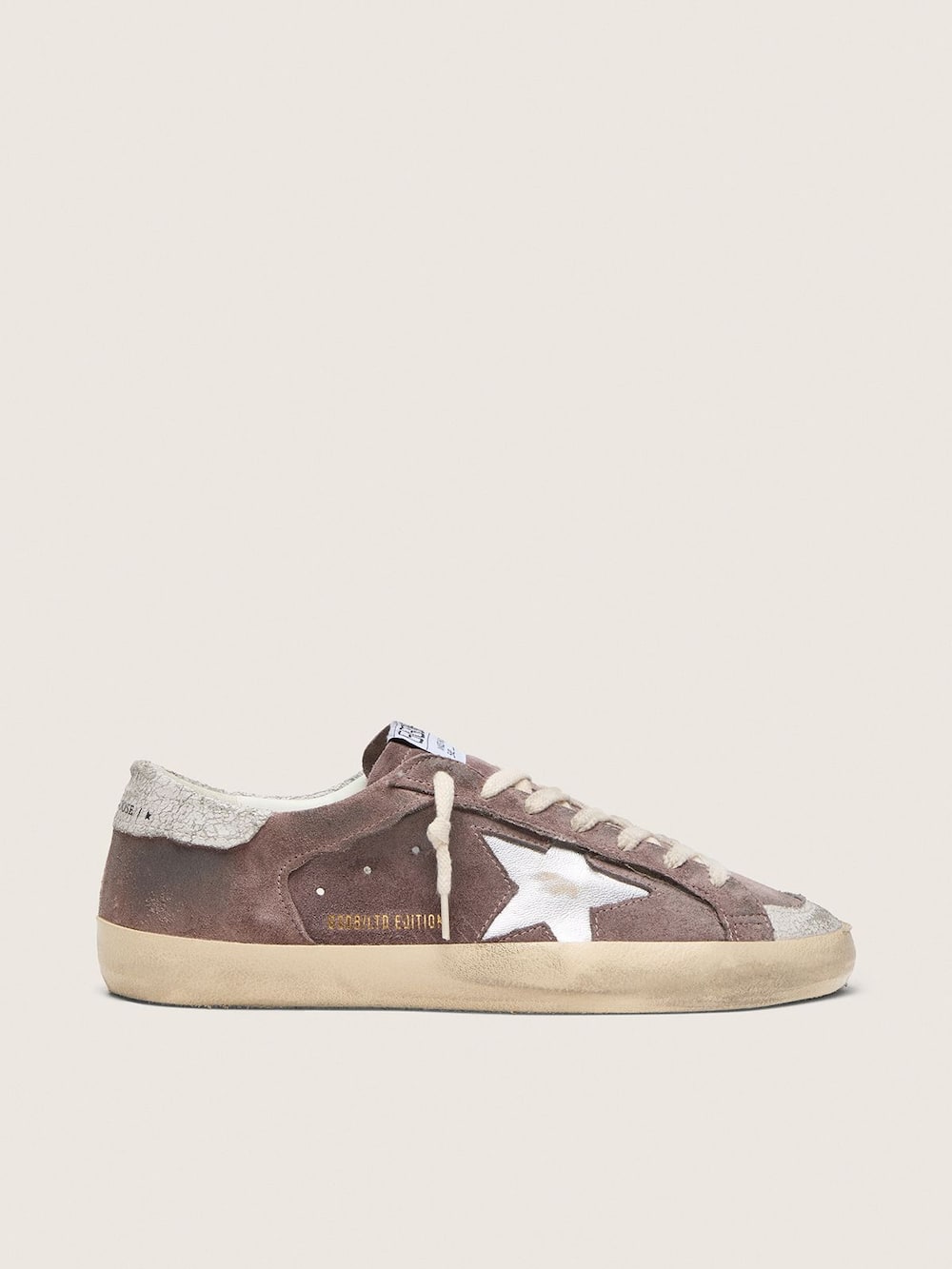 Super-Star LTD homme en cuir velours lavande avec étoile argentée — Golden Goose