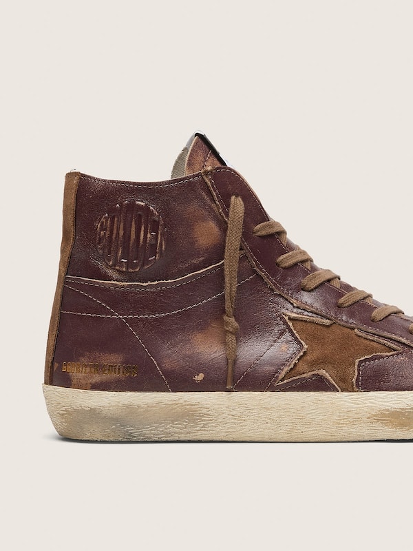 Golden Goose - Francy LTD Herren aus dunkelbraunem Leder mit beigefarbenem Stern in 