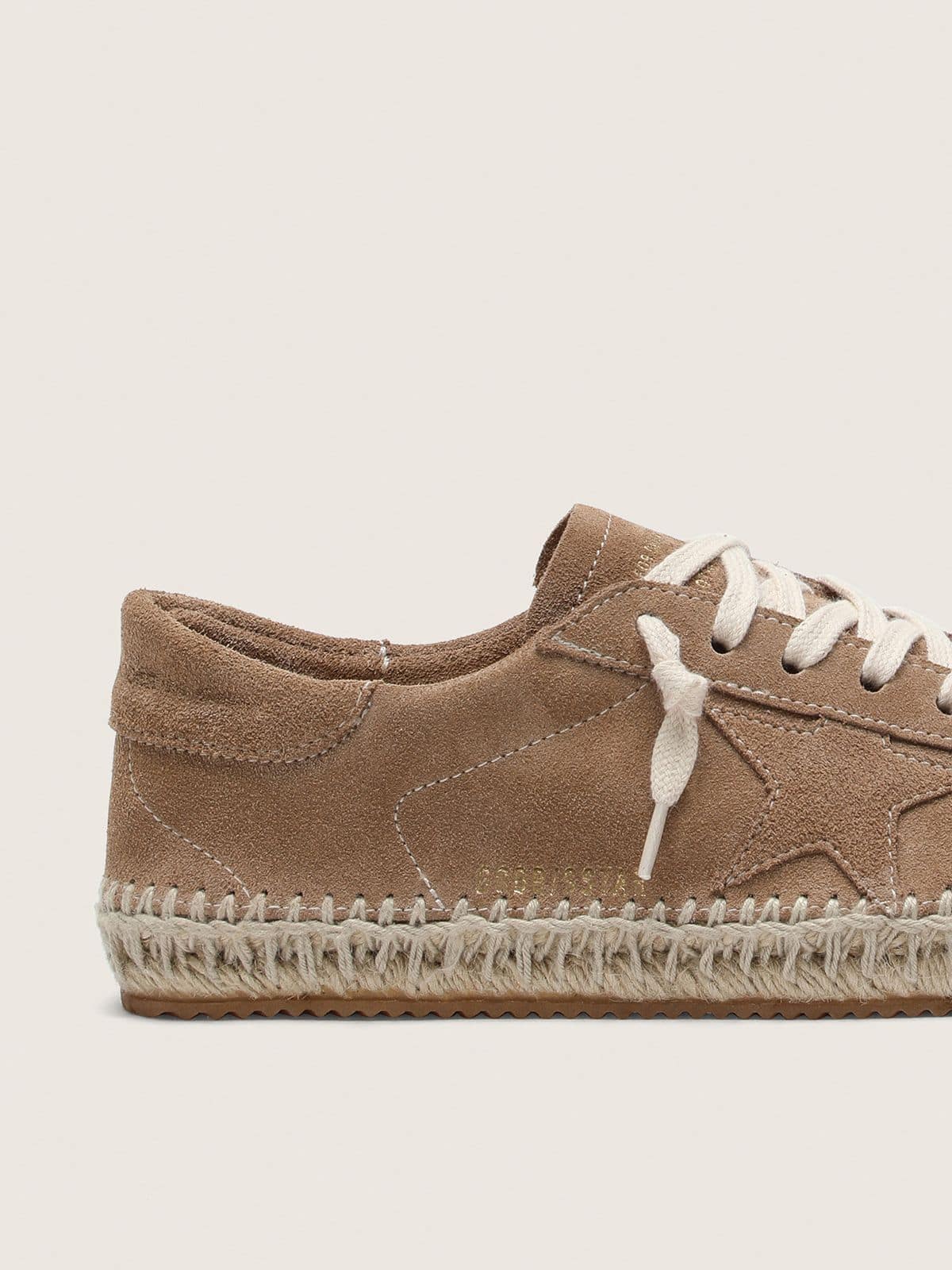 Golden Goose - Super-Star masculino de suede tabaco com estrela de suede bege e refor&ccedil;o efeito Juta in 