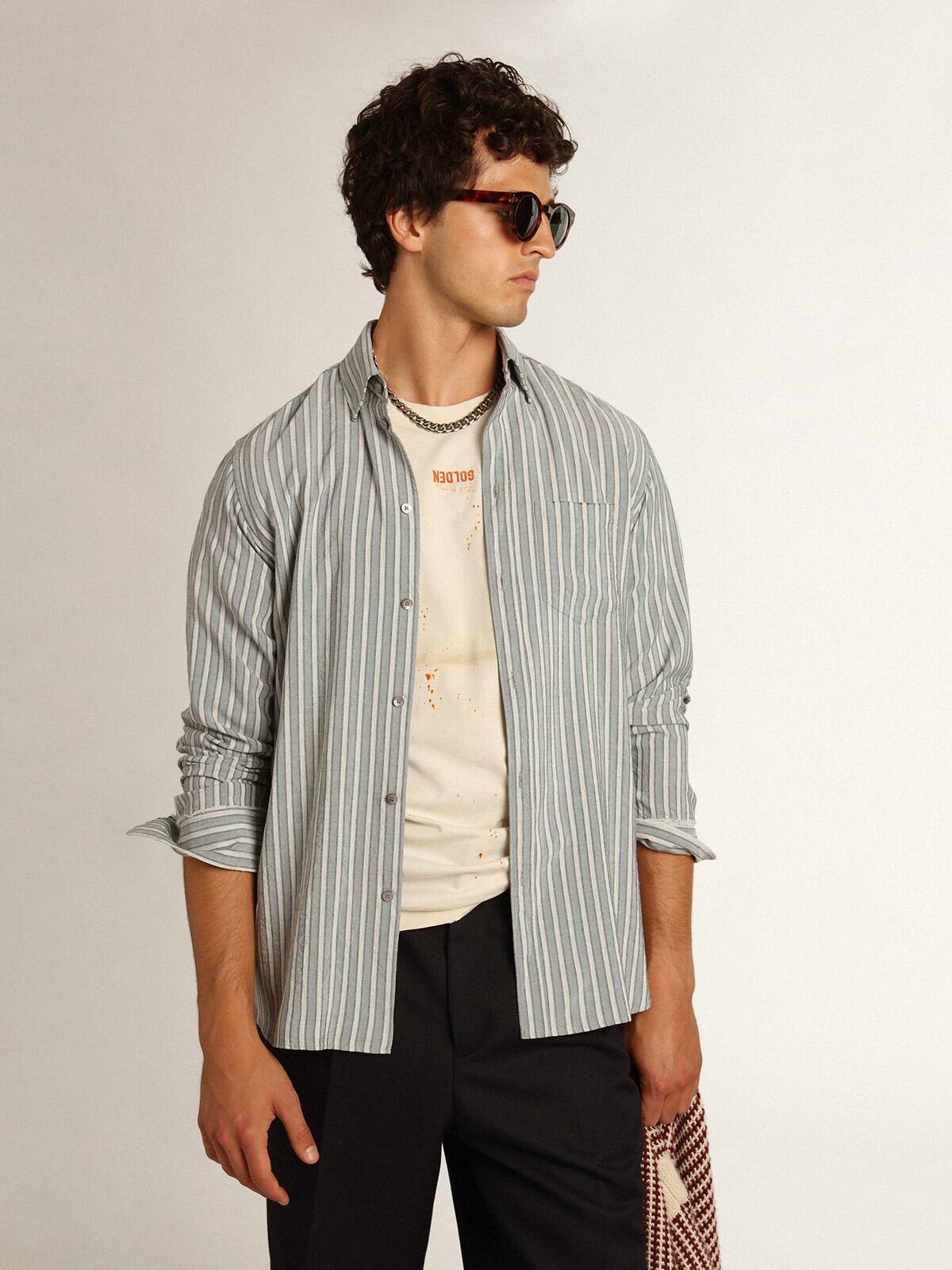 Golden Goose - Men's shirt in viscose with stripes in 
