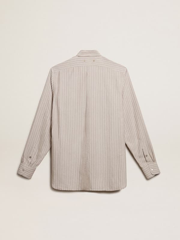 Golden Goose - Men's viscose-blend linen shirt with striped pattern in 
