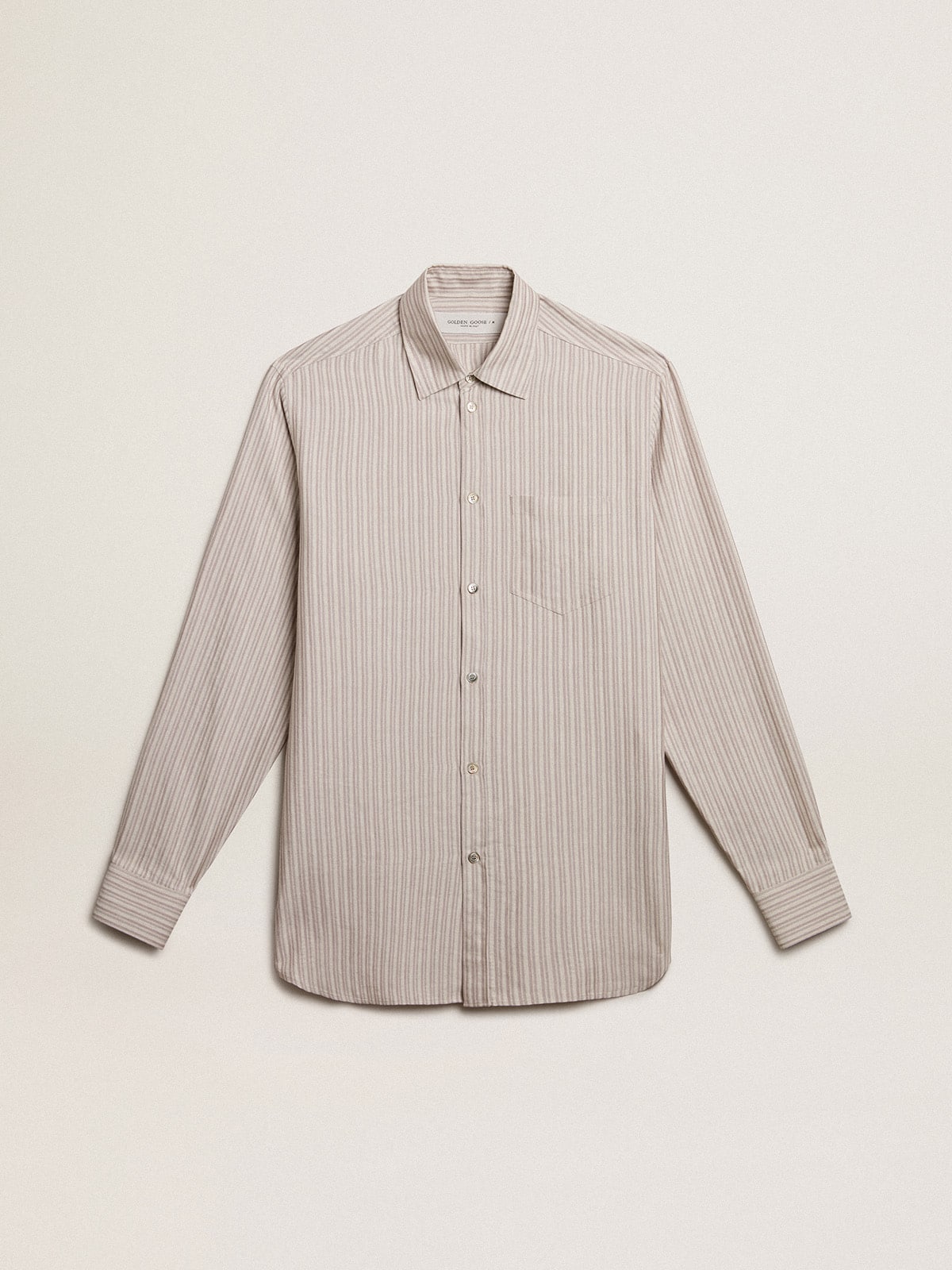 Golden Goose - Men's viscose-blend linen shirt with striped pattern in 