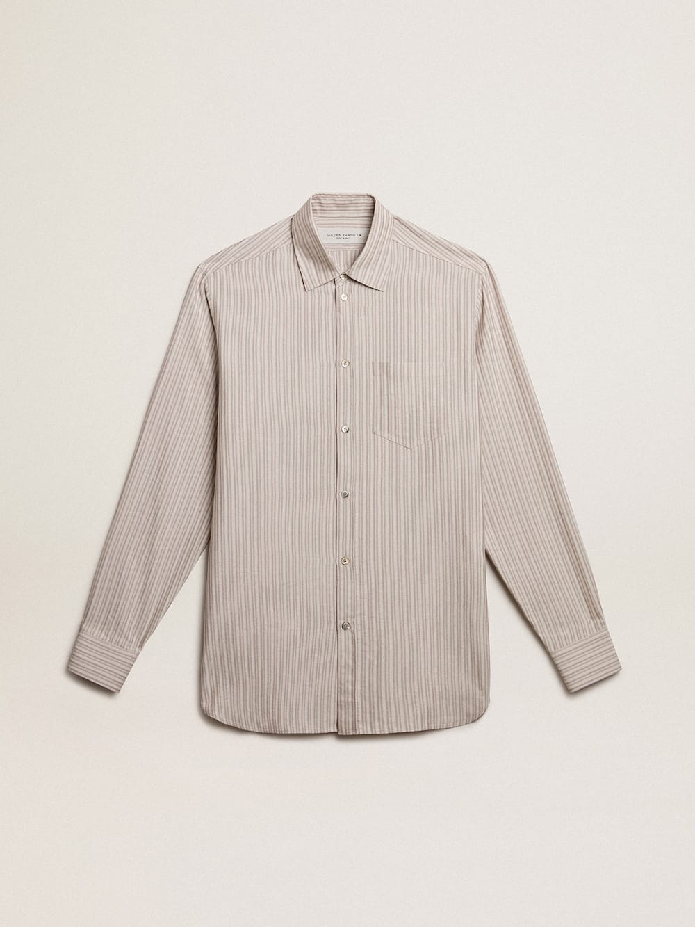 Golden Goose - Camicia da uomo in lino misto viscosa con motivo a righe in 
