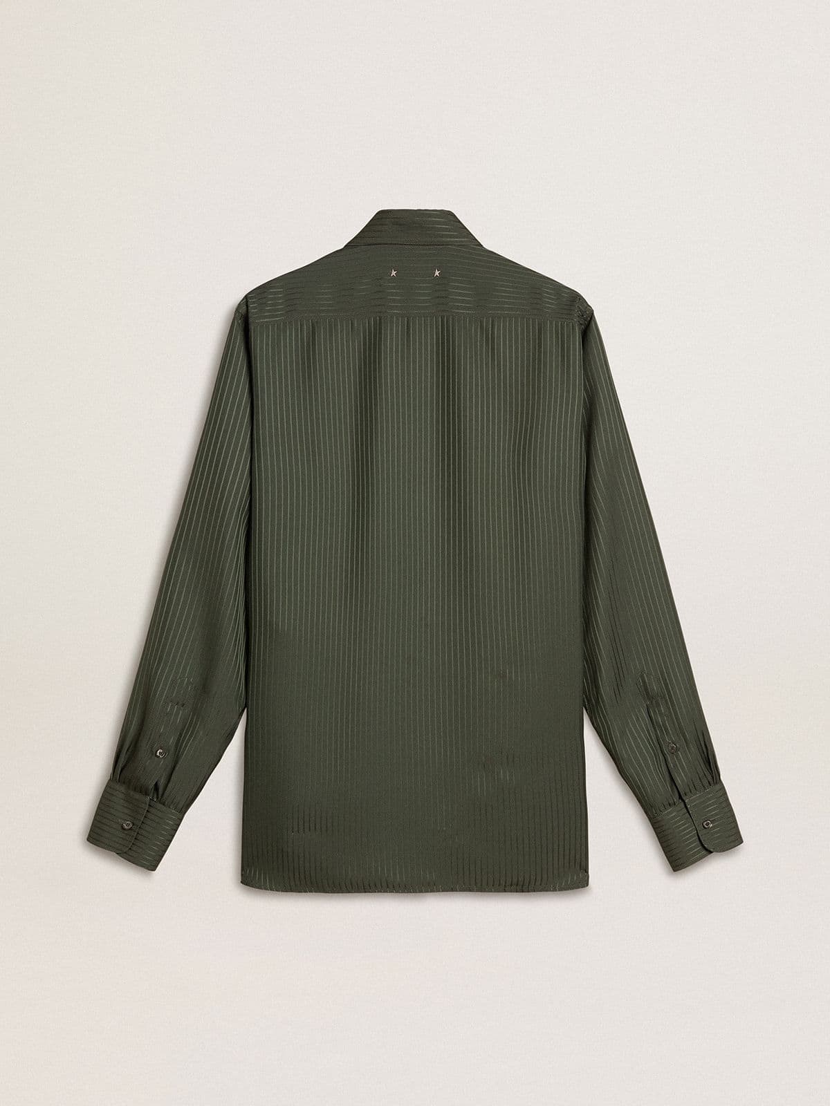 Golden Goose - Camisa de hombre verde oscuro a rayas verticales in 