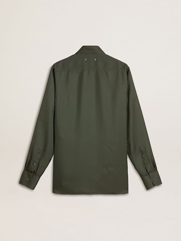 Golden Goose - Men's dark green shirt with vertical stripes in 