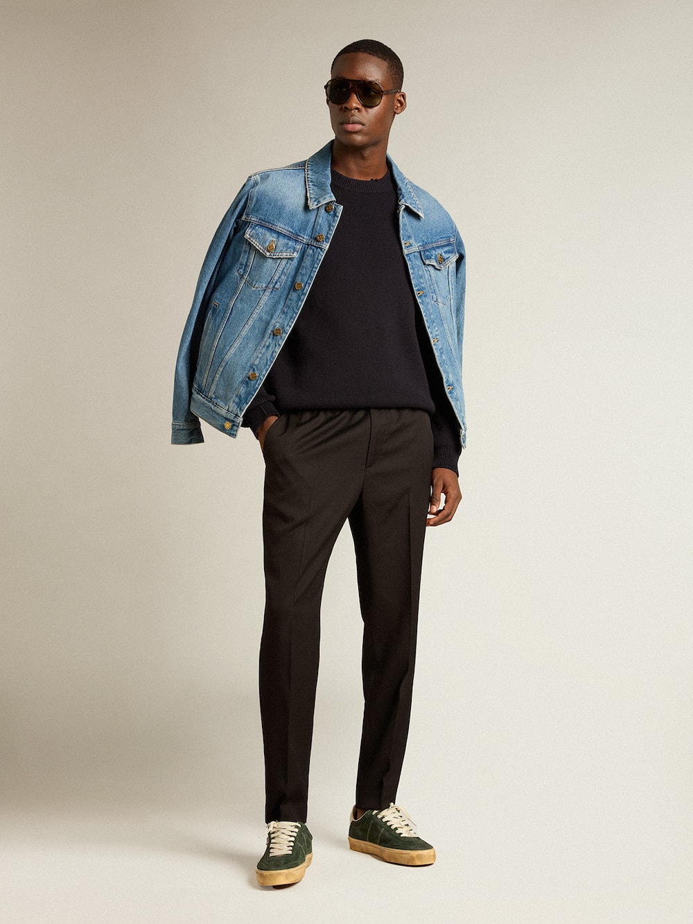 Golden Goose - Jaqueta jeans masculina com lavagem média in 