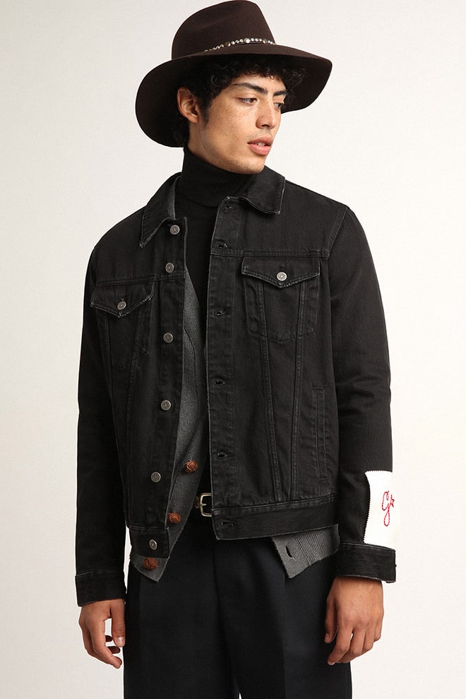 Golden Goose - Schwarze Herrenjacke aus One-Wash-Denim in 