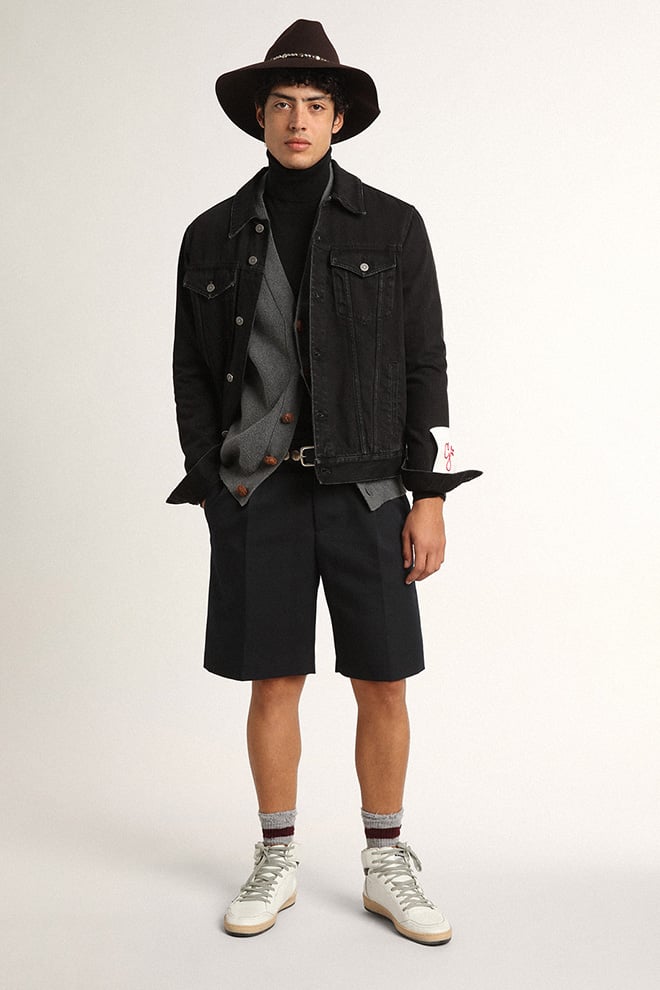 Golden Goose - Schwarze Herrenjacke aus One-Wash-Denim in 