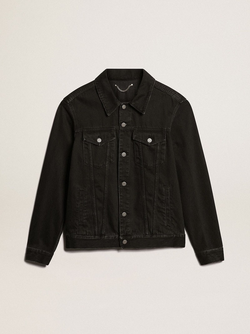 Chaqueta en denim negro con lavado único de hombre