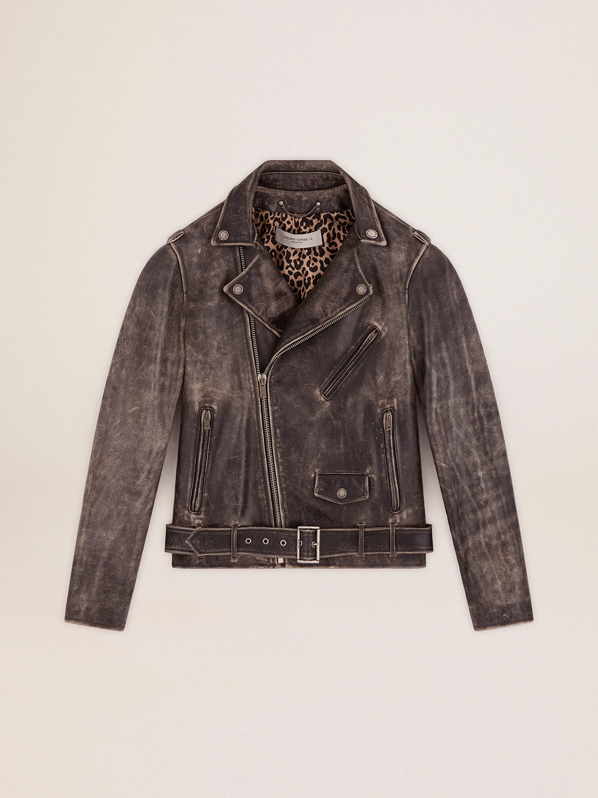 Veste homme en cuir effet usé — Golden Goose