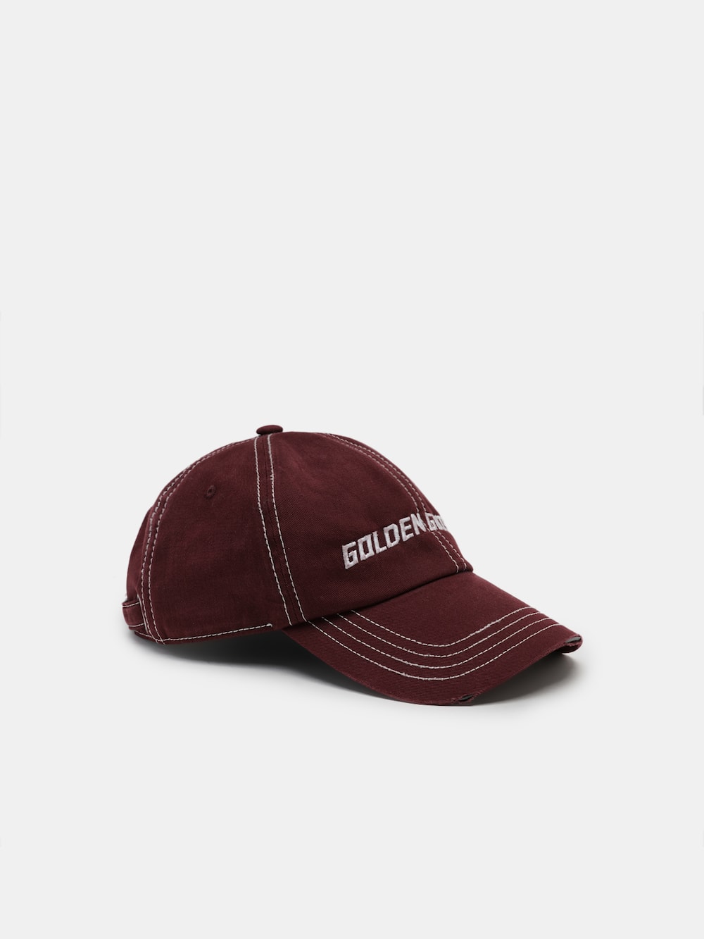 Golden Goose - Cappellino da baseball Aden bordeaux con logo a contrasto in 