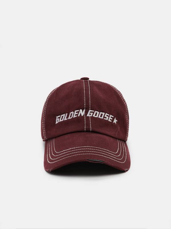 Aden burgundy baseball cap with contrasting logo