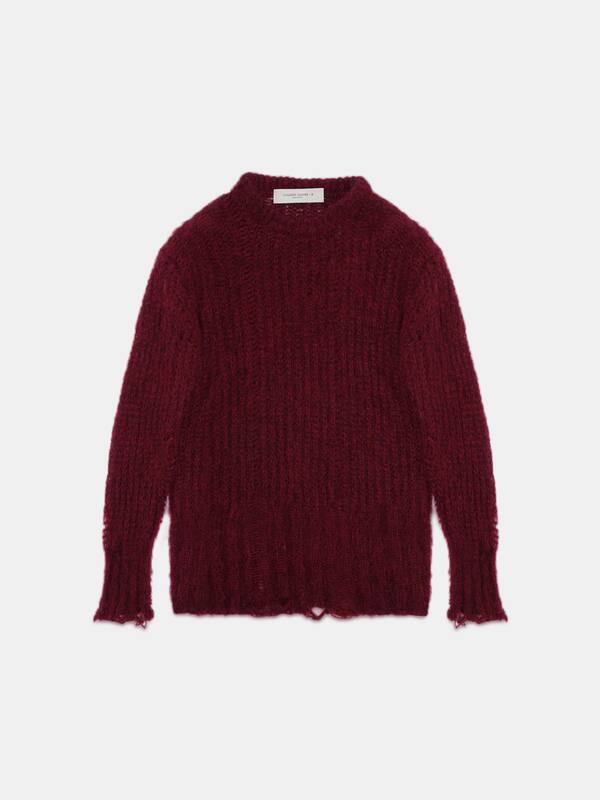 Algar sweater in burgundy mohair wool